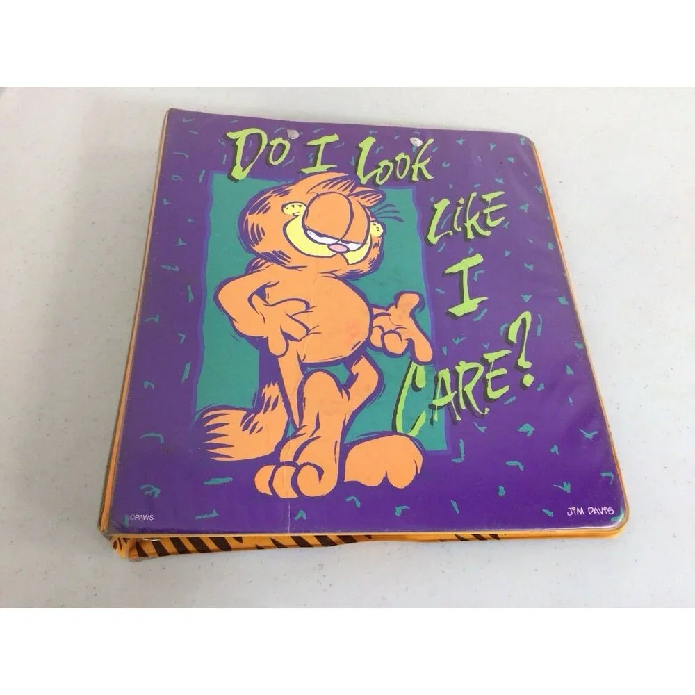 Vintage Garfield Mead 3-Ring Binder Planner Clipboard Metal Clip & Folders 1990s